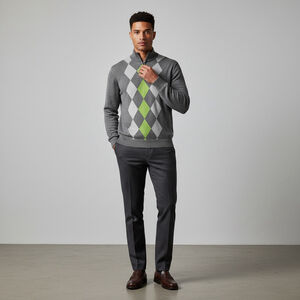 NWT Britches Argyle Quarter Zip Sweater Preppy Golfcore XL Grey Lime Green